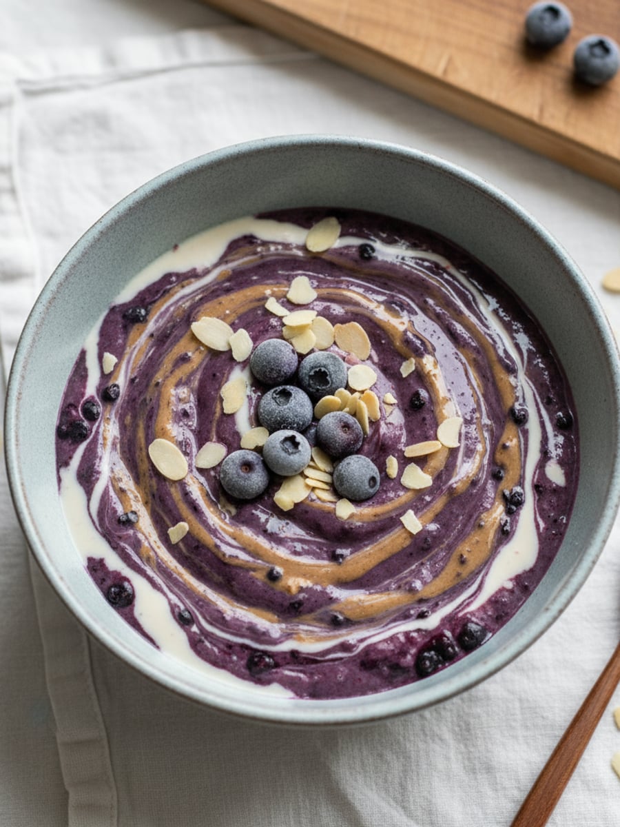 AI-bild: Blåbär-mandelmjölk smoothie