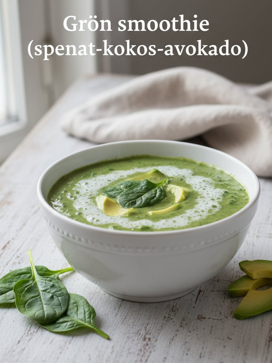 AI-bild: Grön smoothie (spenat-kokos-avokado)