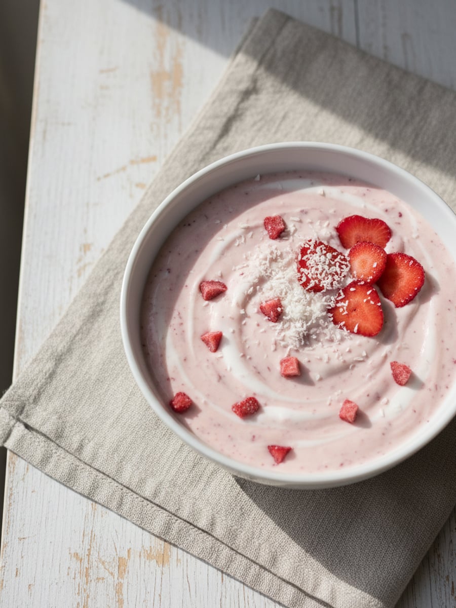 AI-bild: Jordgubbe-kokos smoothie