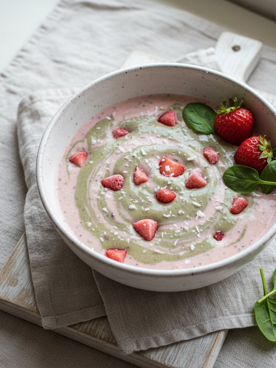 AI-bild: Jordgubbe-spenat smoothie
