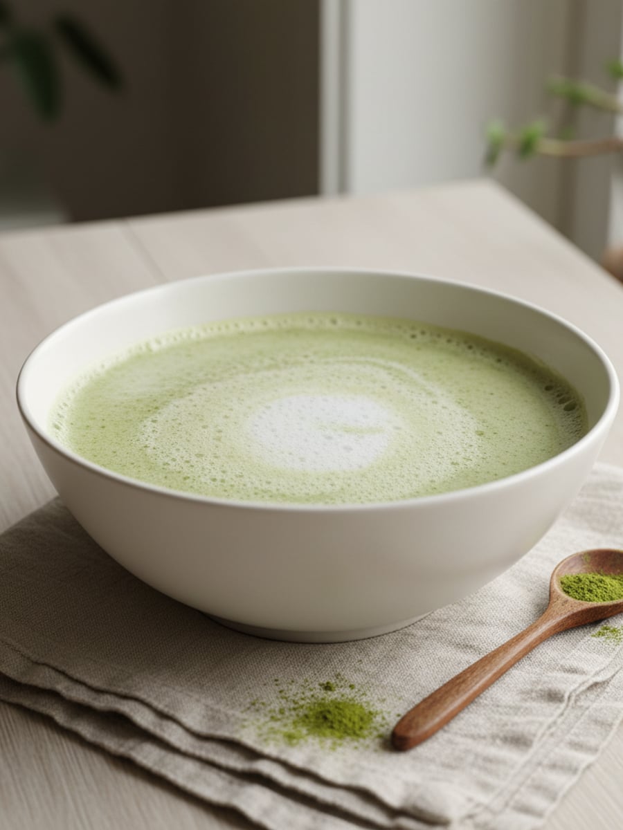 AI-bild: Matcha-latte med mandelmjölk
