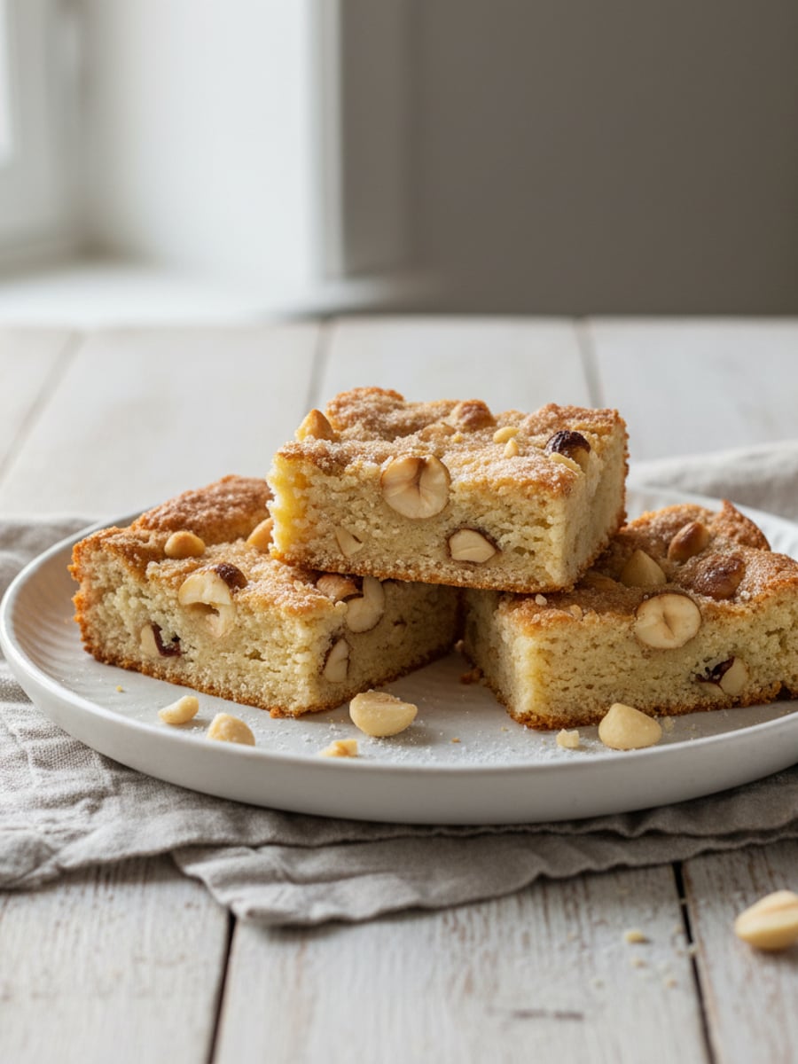 AI-bild: Vita blondies (vanilj-macadamia)