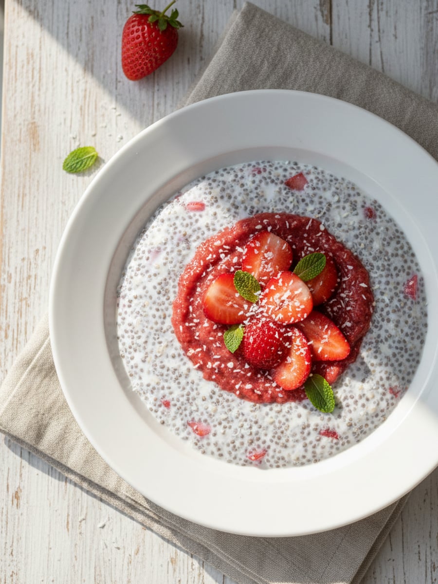 AI-bild: Jordgubbschia-pudding