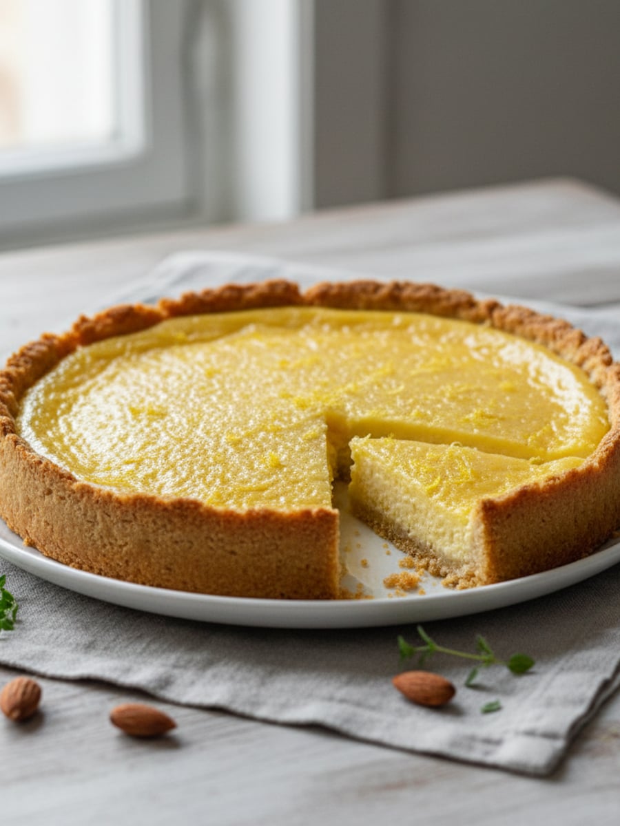 AI-bild: LCHF-citrontarte med mandelmjölsbotten