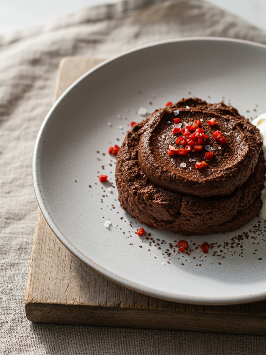 AI-bild: Mörk choklad-mousse med chili