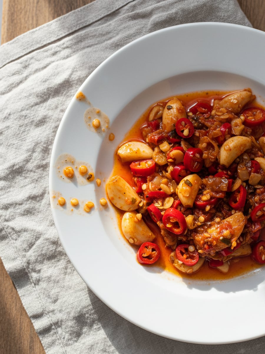 AI-bild: Hot sauce hemma (chili-vitlök)