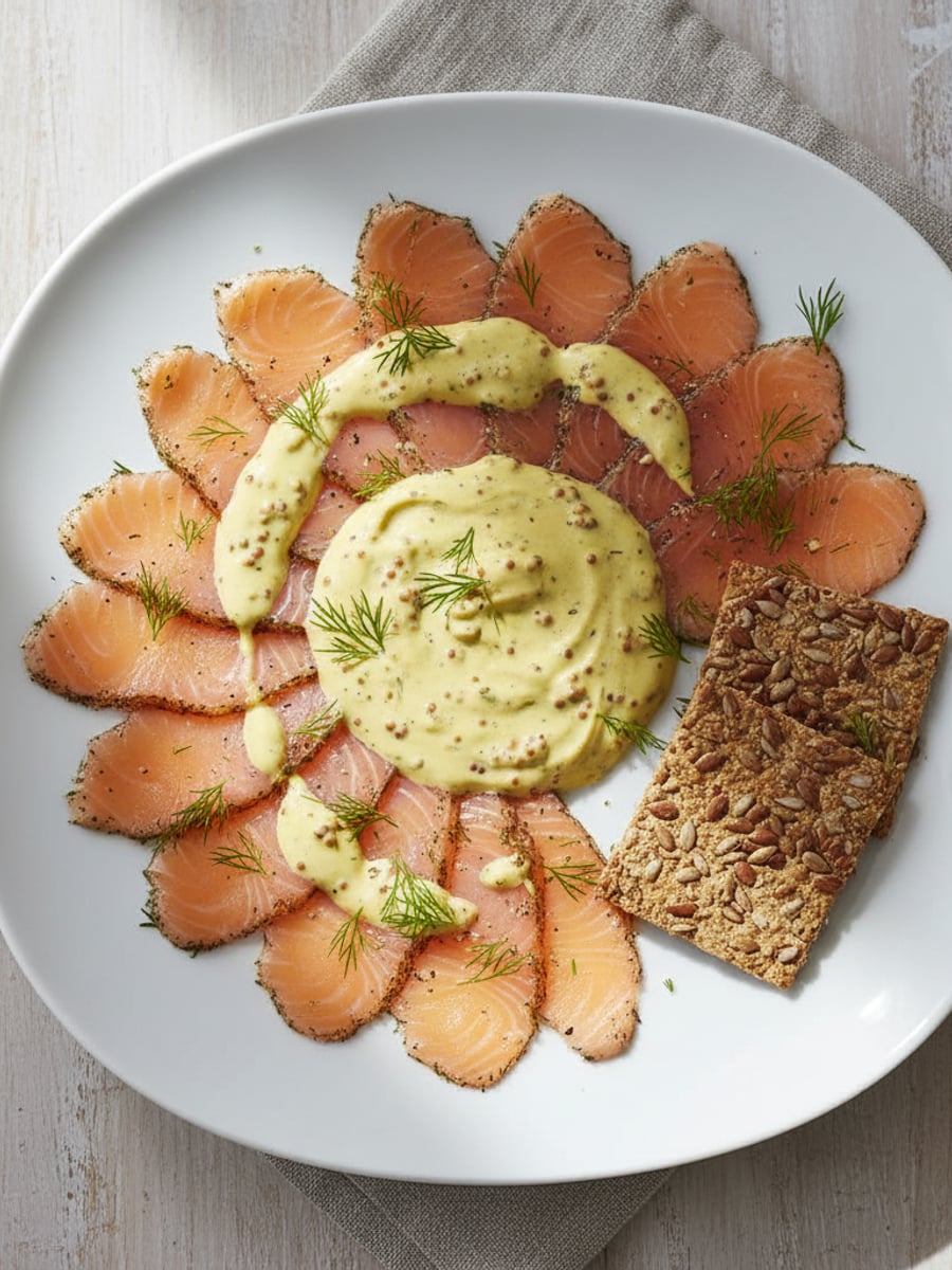 AI-bild: Gravad lax med senapsdressing