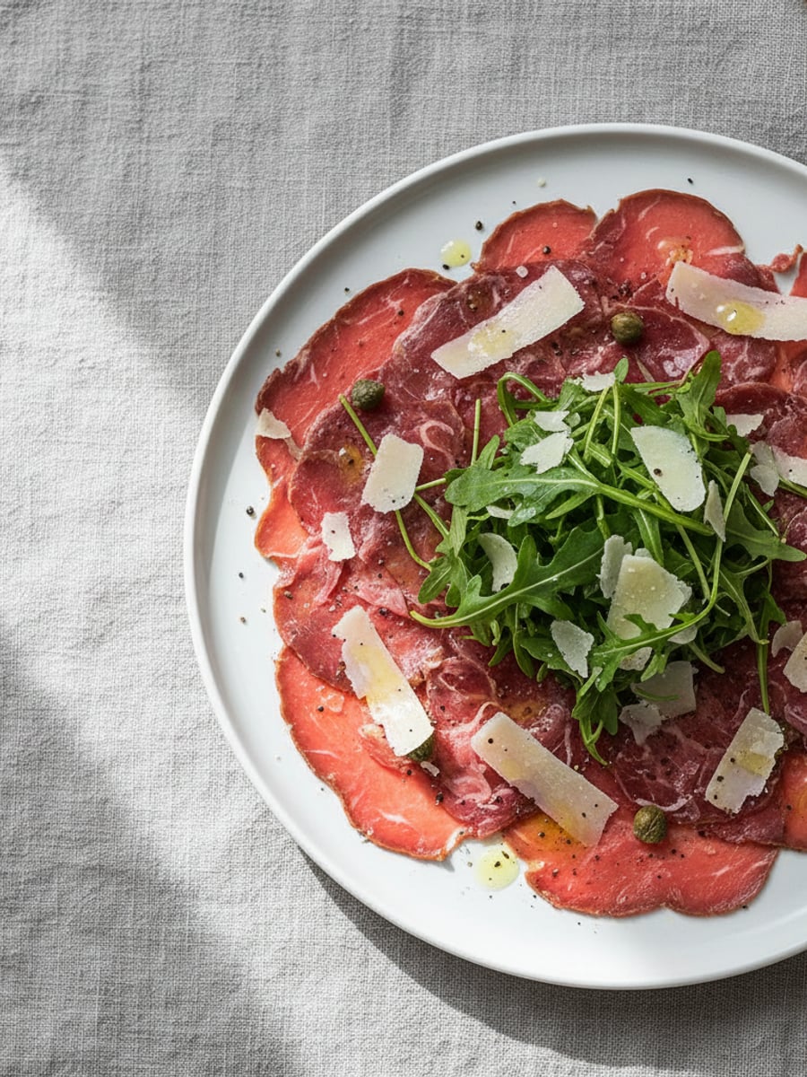 AI-bild: Oxcarpaccio med rucola & parmesan