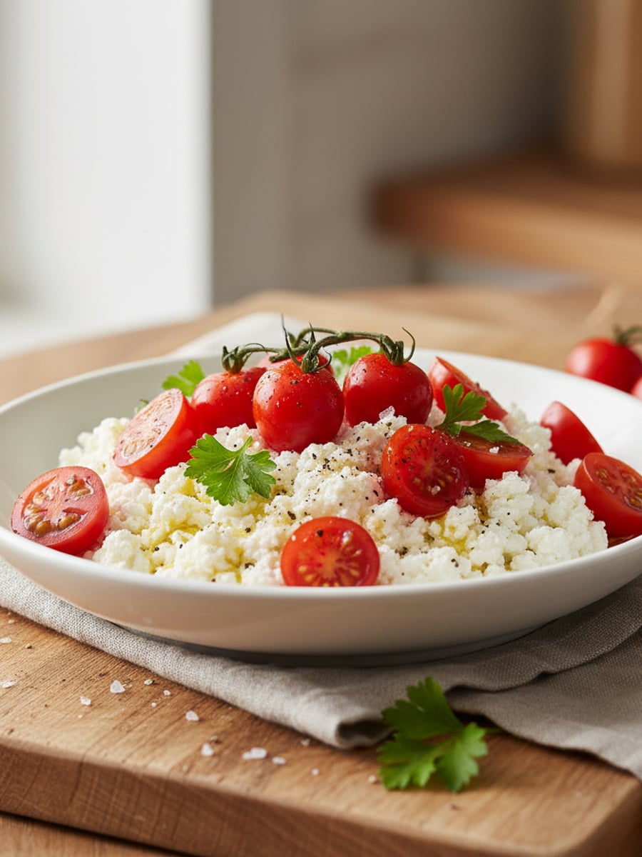 AI-bild: Cottage cheese med tomat