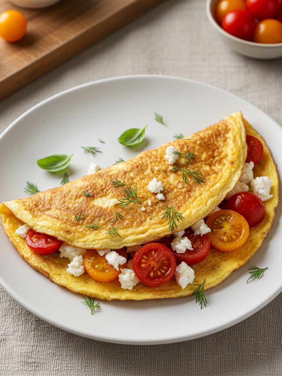 AI-bild: Feta-tomat-omelett