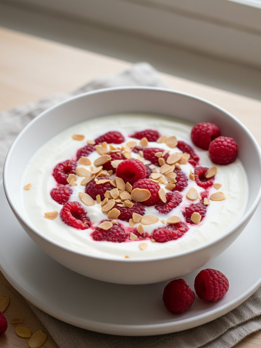 AI-bild: Kvargbowl med bär & mandlar