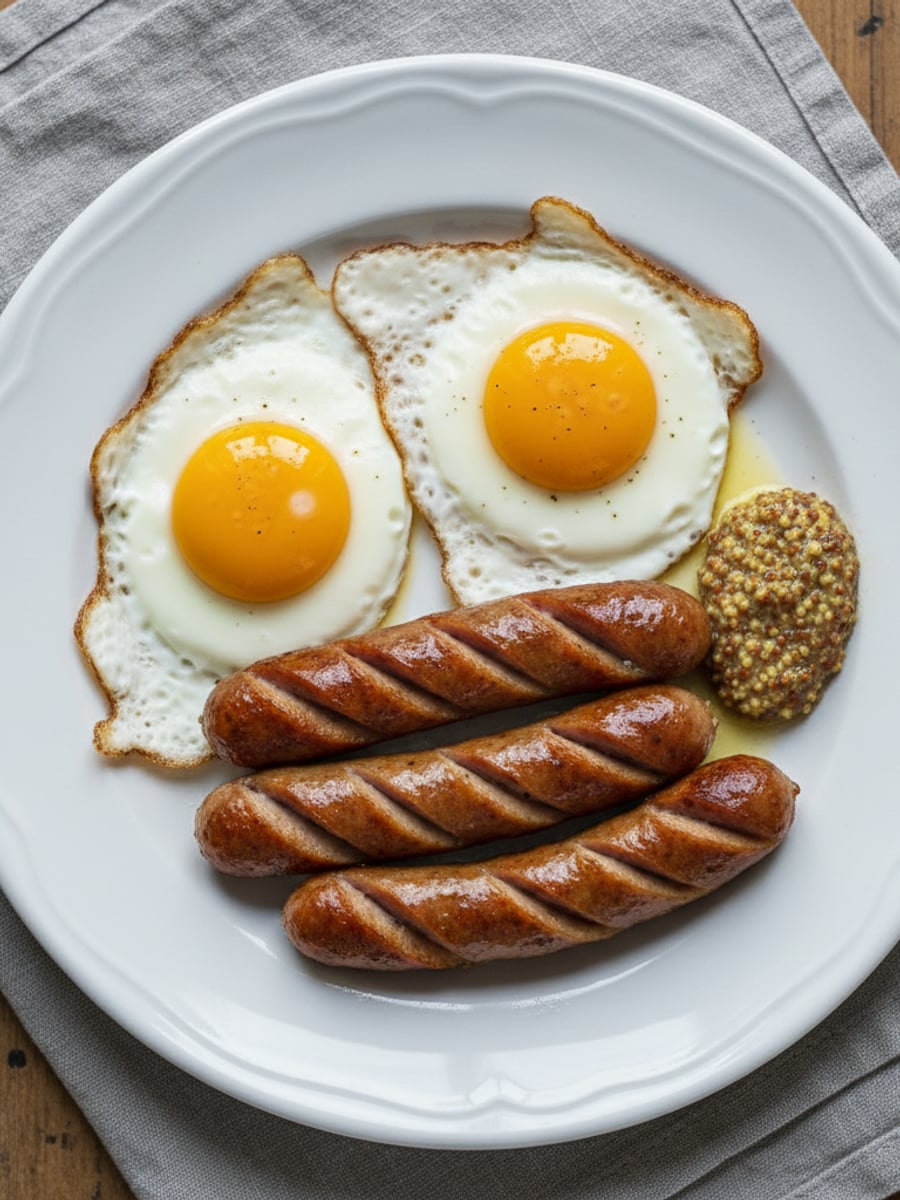 AI-bild: Smörstekt korv med ägg