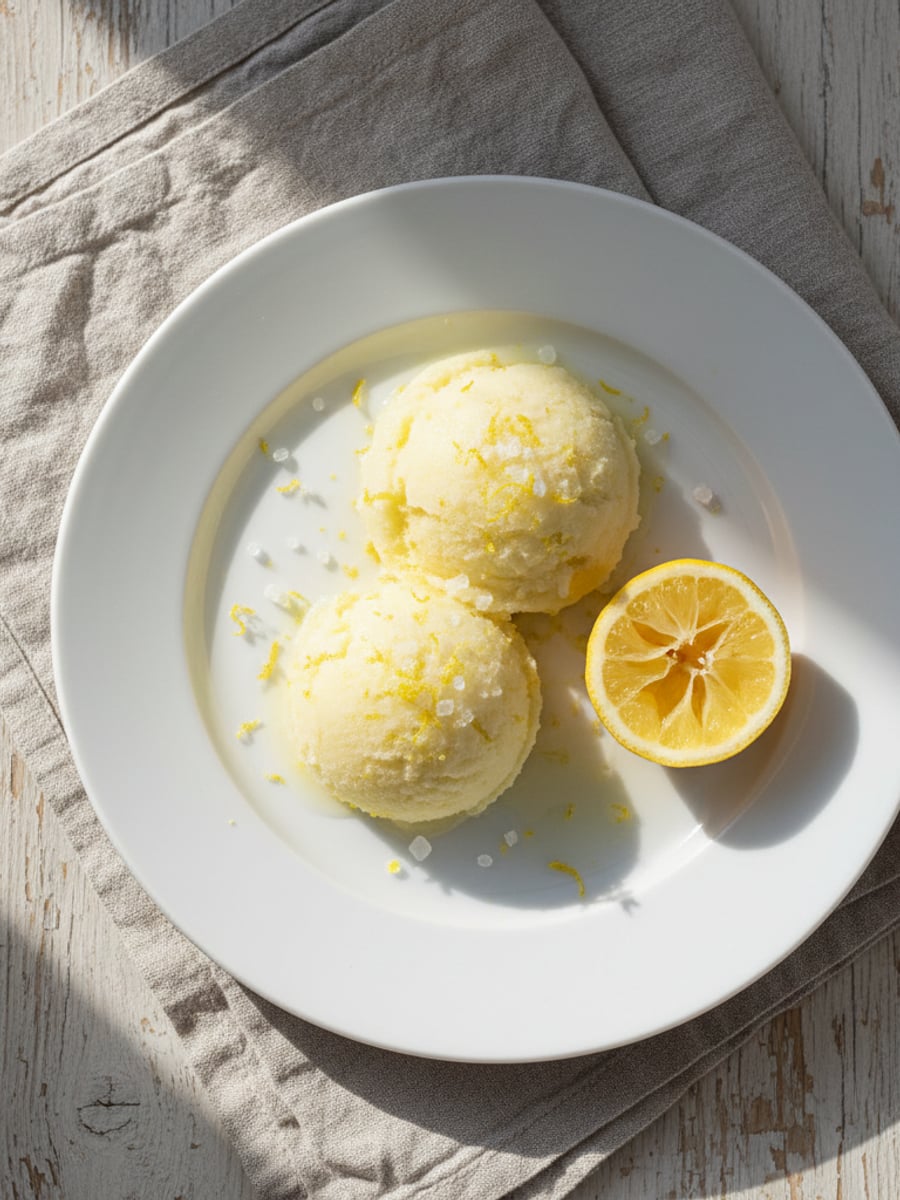 AI-bild: LCHF-citronsorbet (allulose-baserad)