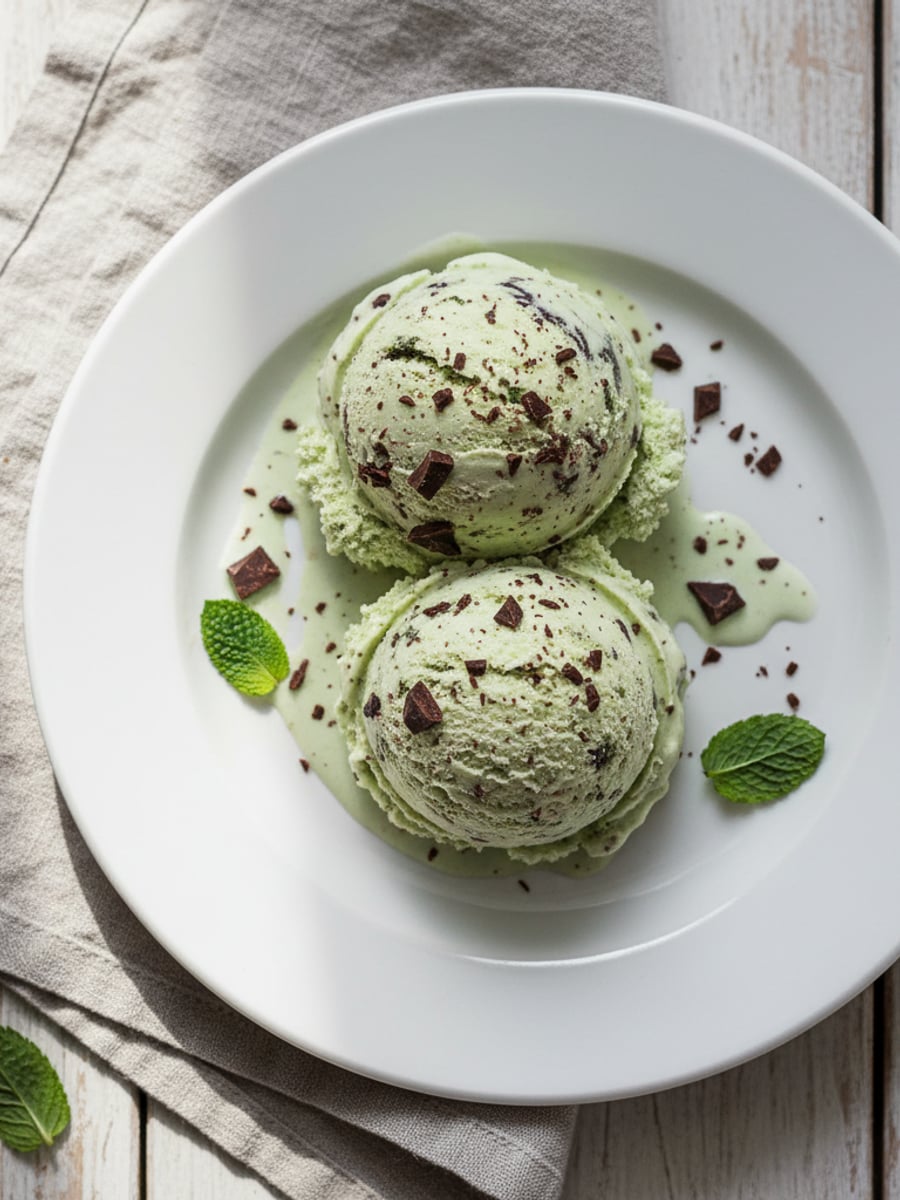 AI-bild: Mintchoklad-stracciatella glass