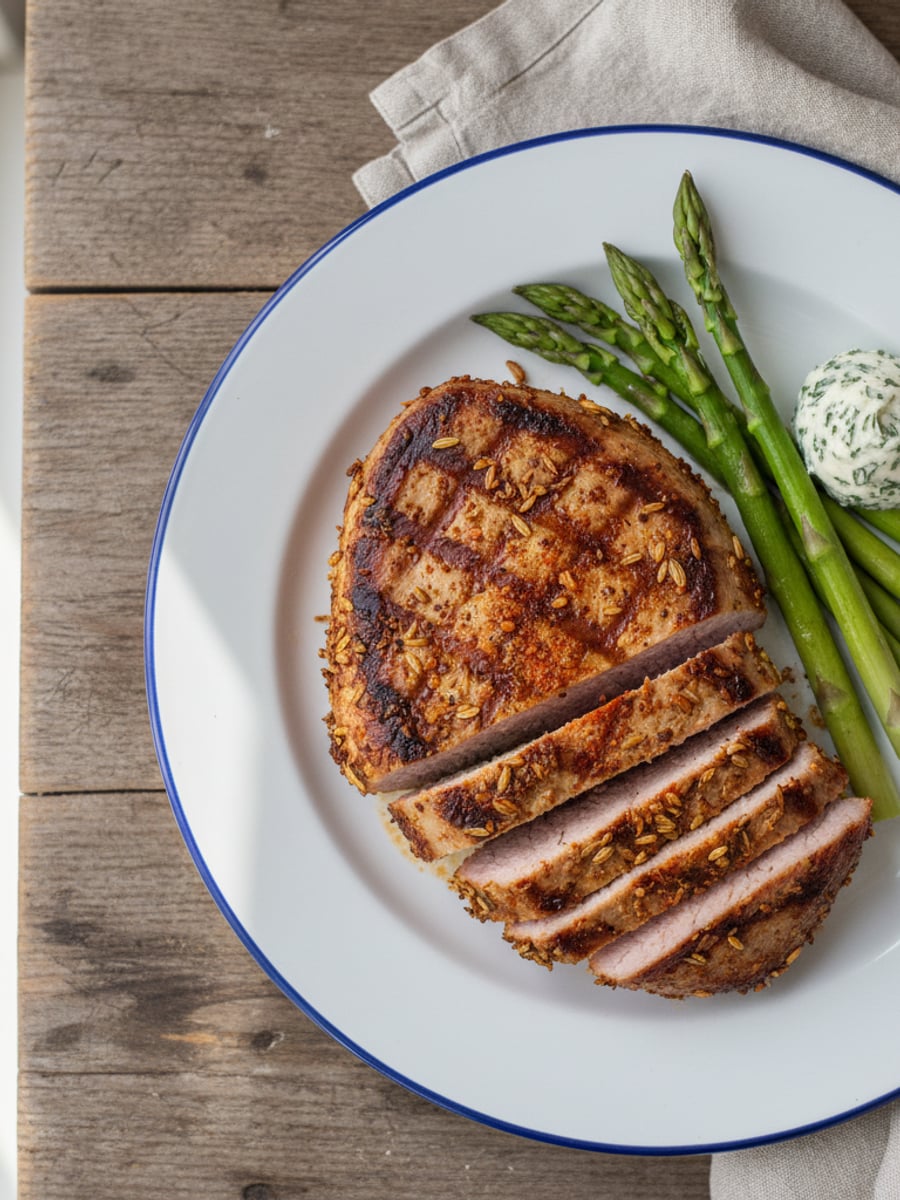 AI-bild: Grillad fläskkarré med fänkålsfrö