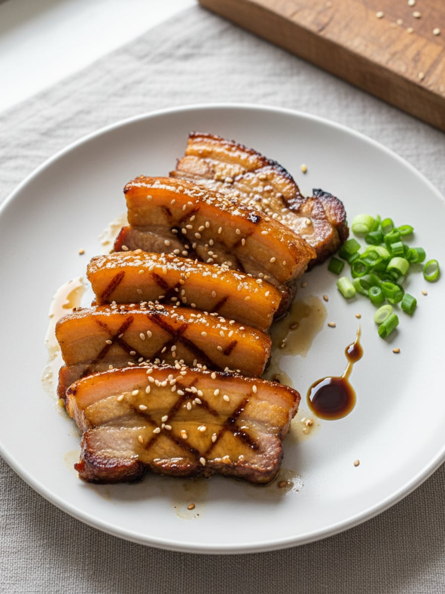 AI-bild: Grillad fläsksida med soja-sukringlaze