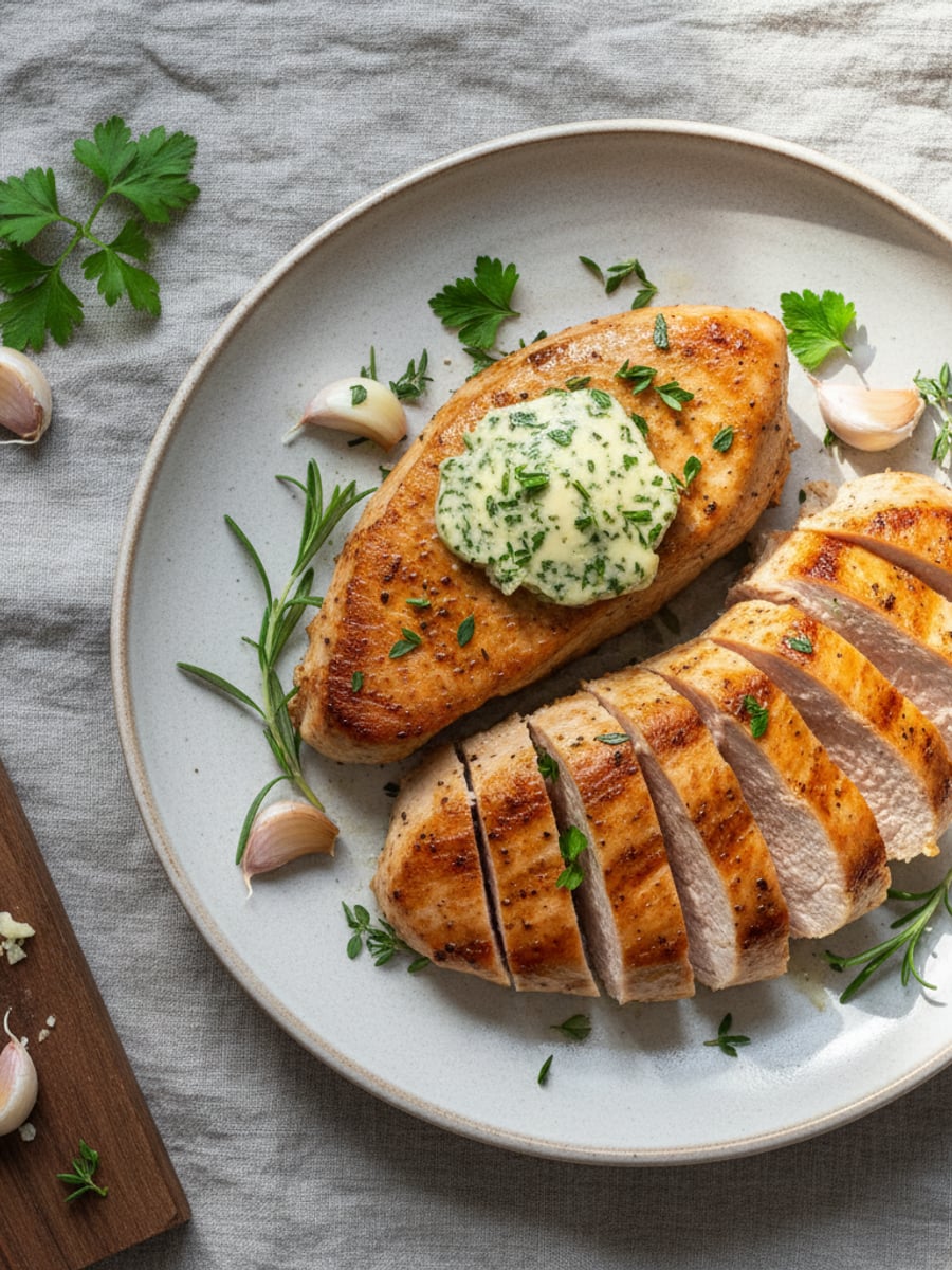 AI-bild: Grillad kalkonbröst med örtsmör