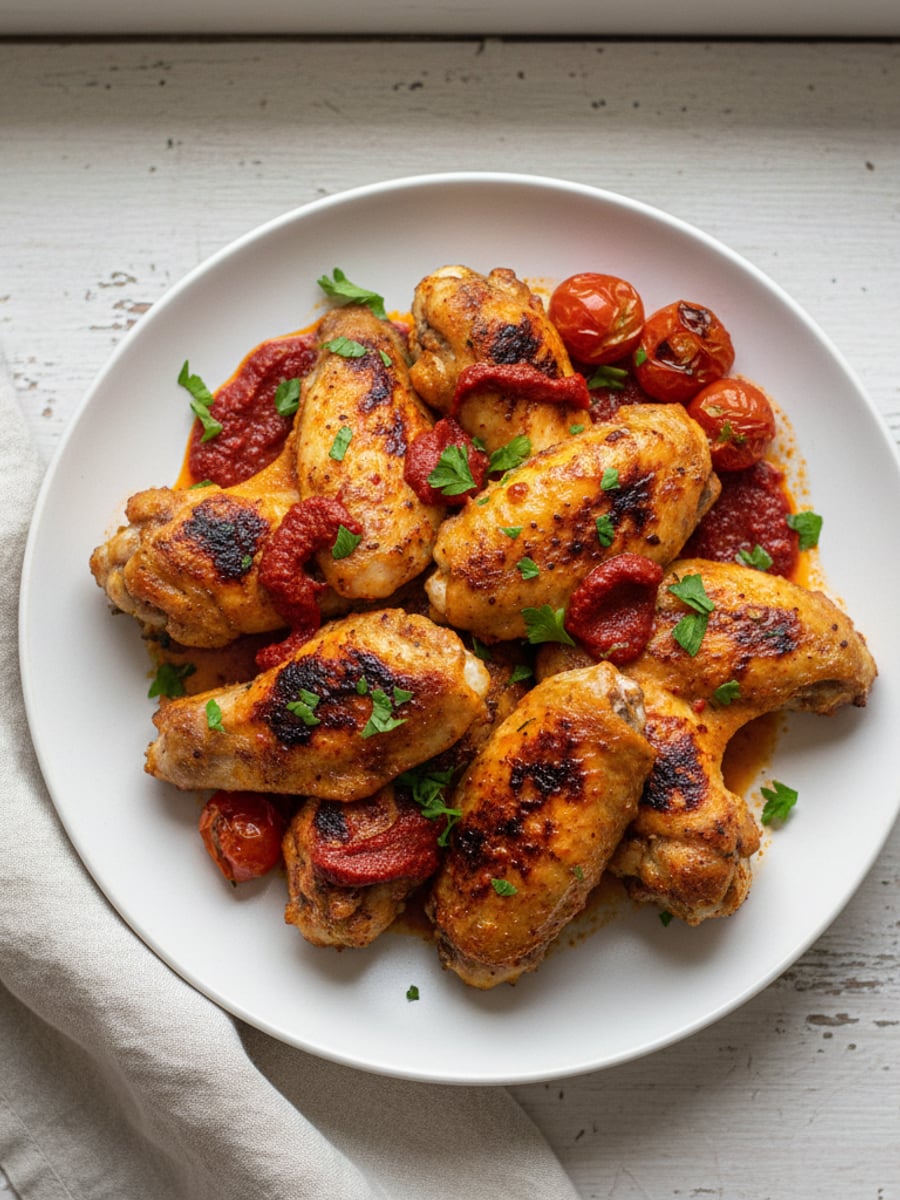 AI-bild: Grillade kycklingvingar med harissa