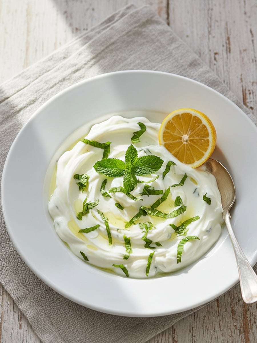 AI-bild: Yoghurt-mintsås till lamm