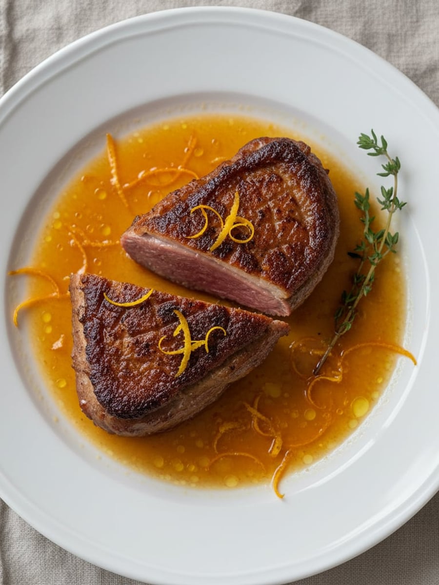 AI-bild: Stekt ankbröst med apelsinsås (LCHF)