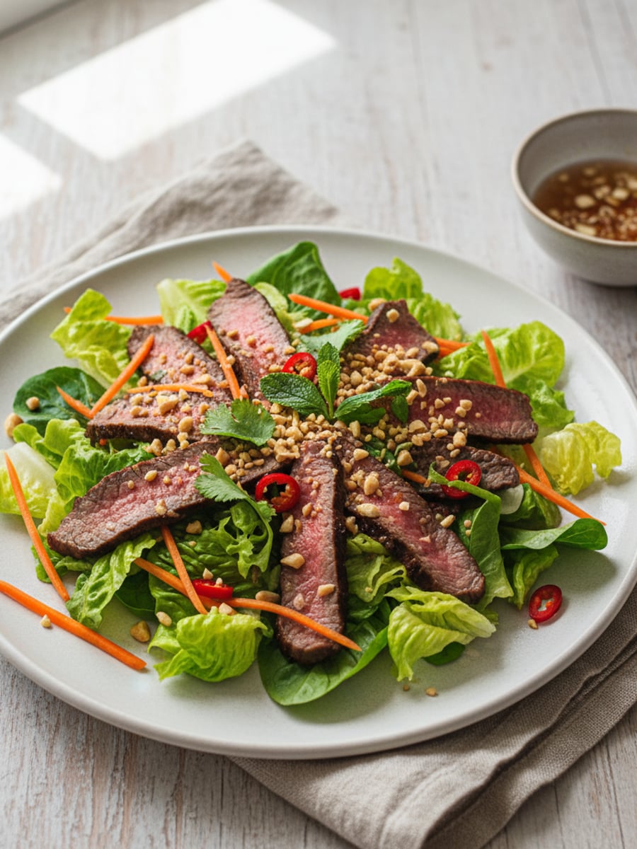 AI-bild: Bun bo nam bo (vietnamesisk biffsallad, utan nudlar)