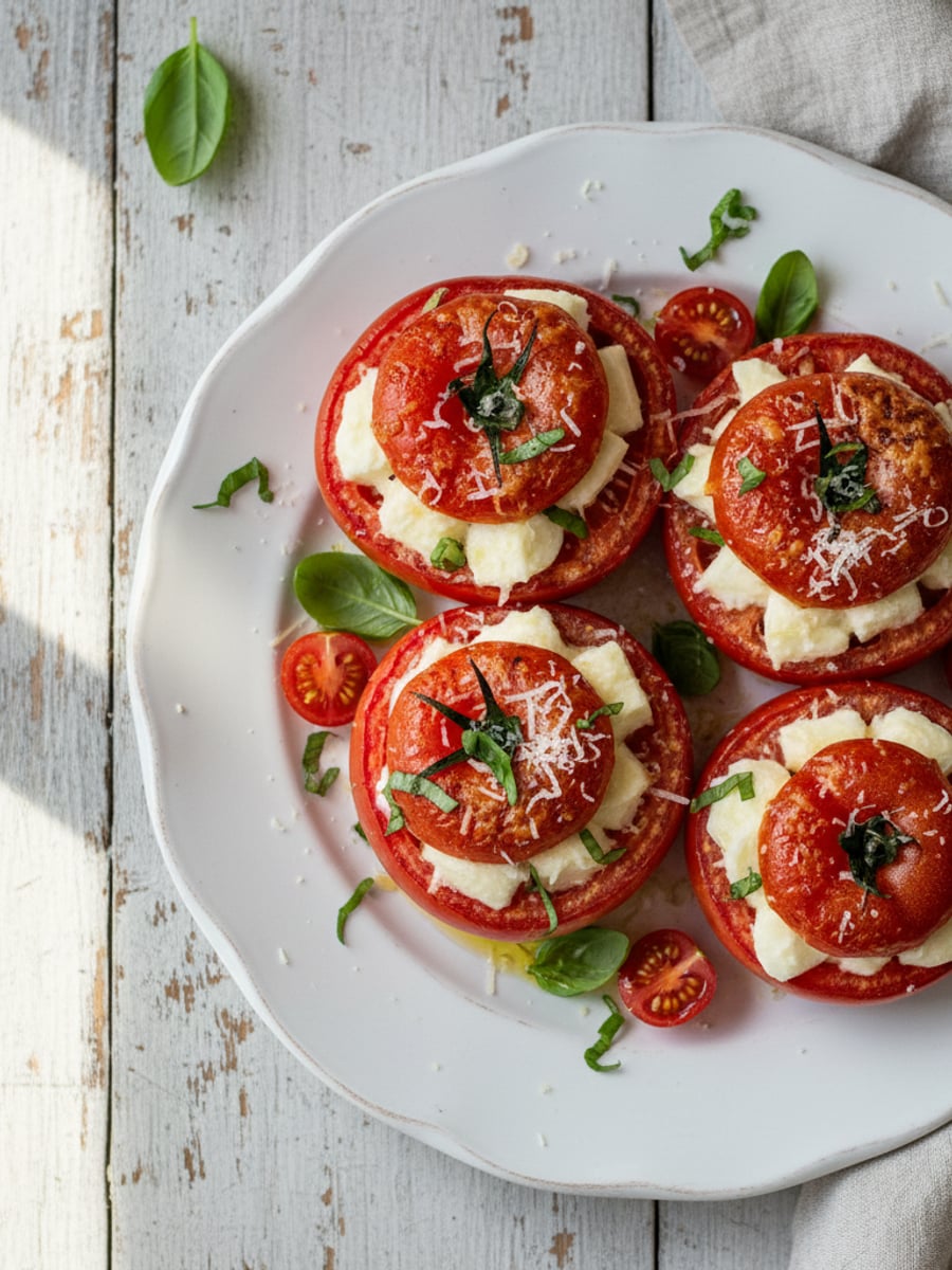 AI-bild: Bakat caprese-fyllda tomater