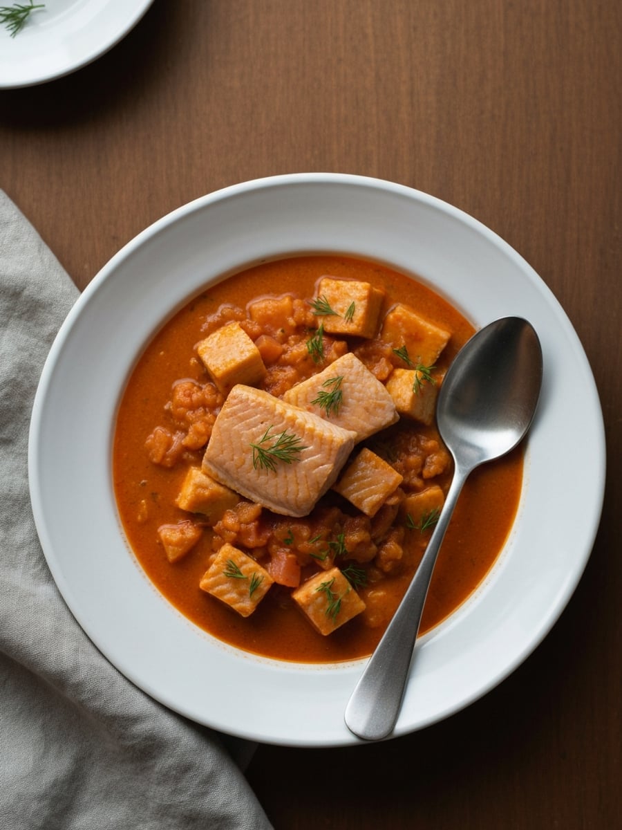 AI-bild: Krämig fisksoppa Marseille-stil (LCHF-bouillabaisse)