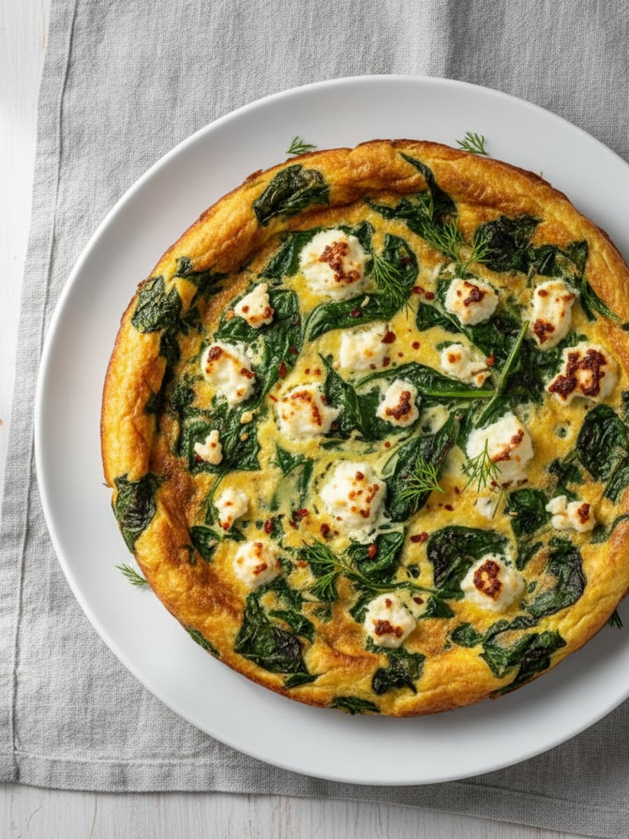 AI-bild: Spenat-feta-frittata