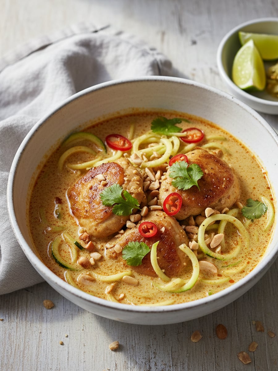 AI-bild: Khao soi LCHF (thai curry-soppa med kyckling)
