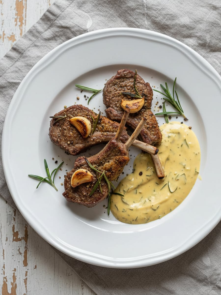 AI-bild: Lammracks med rosmarin och bea