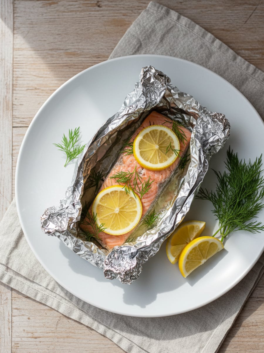 AI-bild: Lax i folie med citron och dill