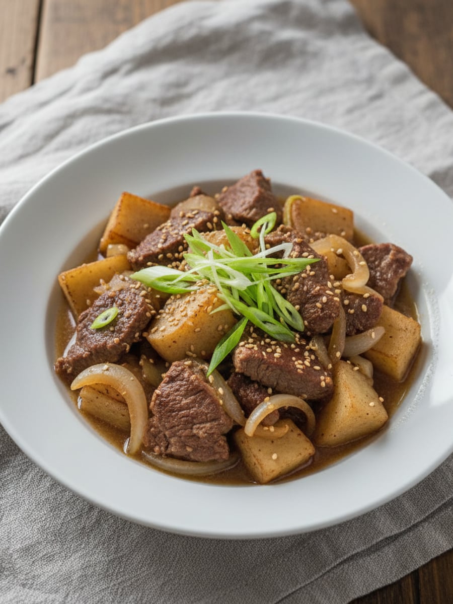 AI-bild: Nikujaga LCHF (japansk nötgryta)