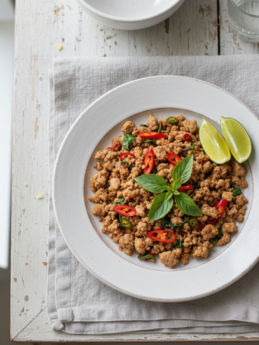 AI-bild: Pad krapow med kycklingfärs