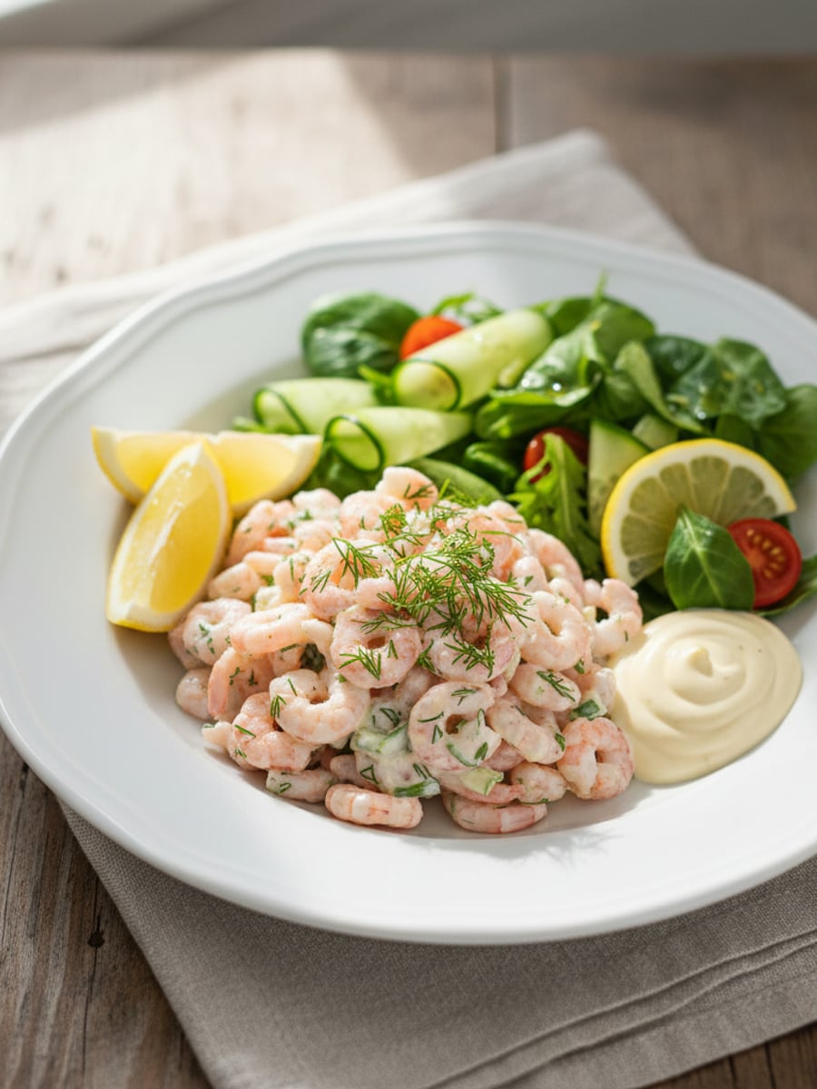 AI-bild: Räkor i Skagen-stil med sallad & aioli