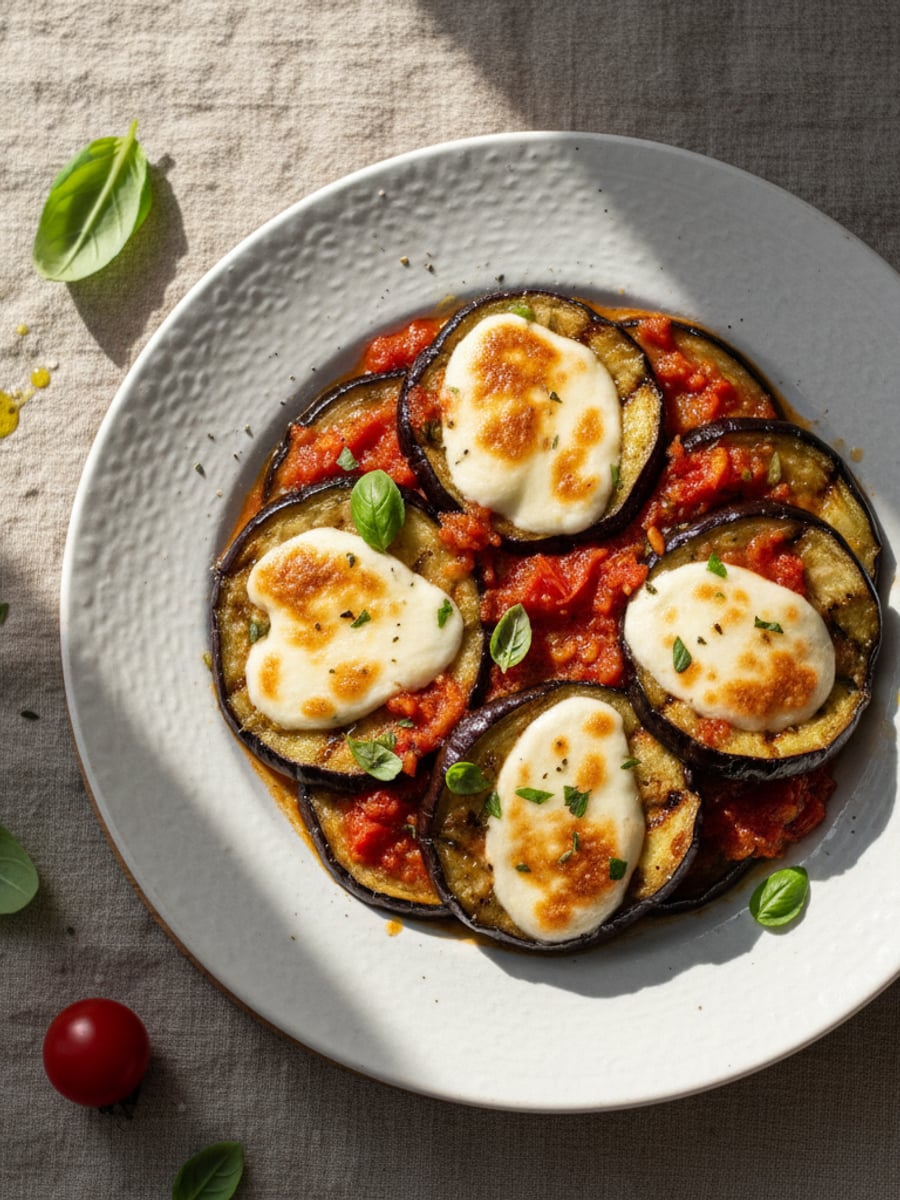 AI-bild: Romersk aubergine med mozzarella