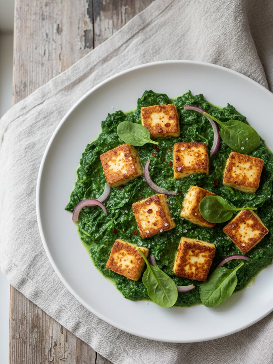 AI-bild: Saag-paneer (spenat & ost)