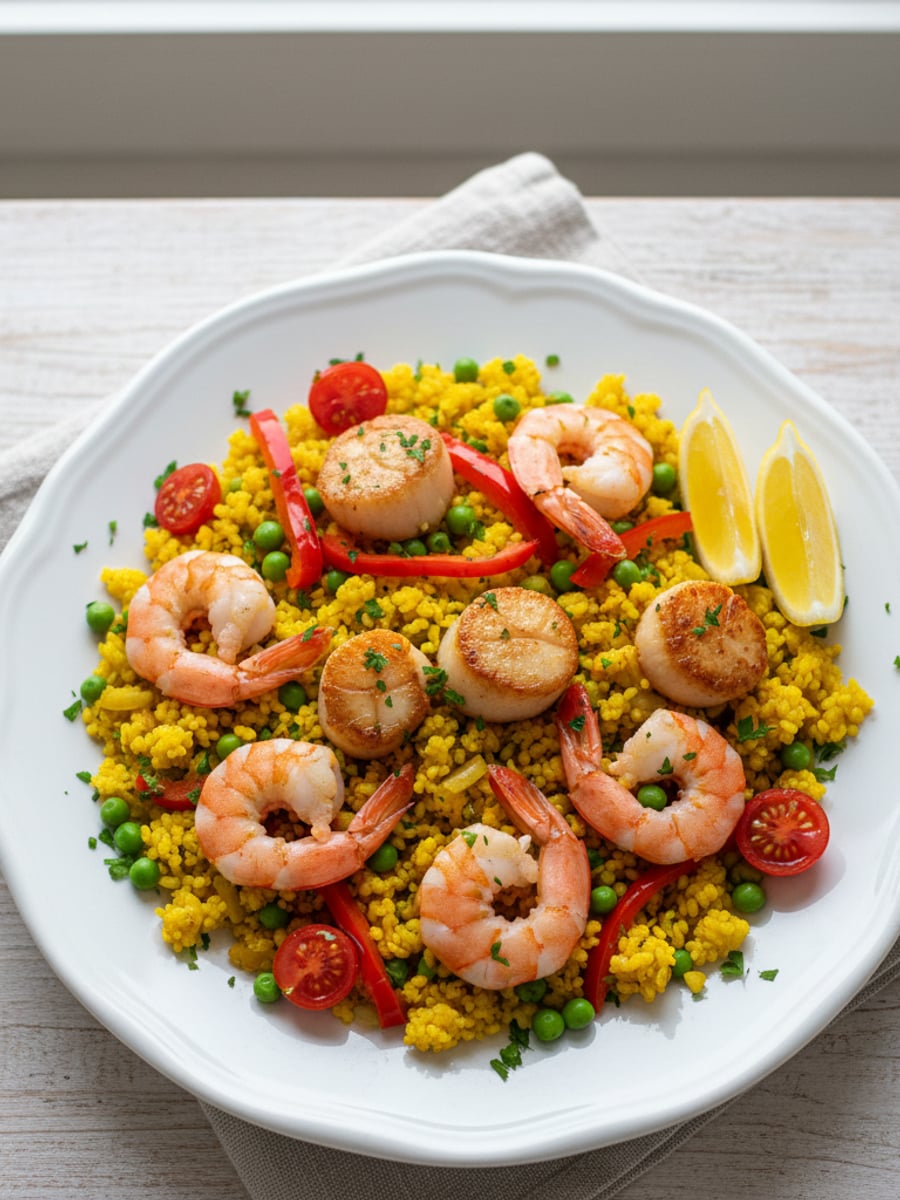 AI-bild: Spansk paella LCHF (blomkålsris)