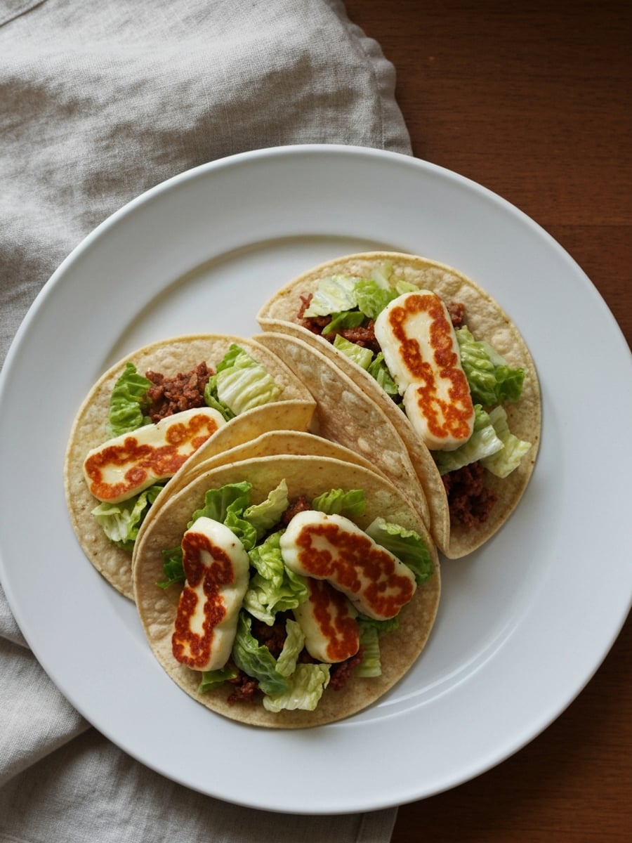 AI-bild: Tex-mex tacos i salladsblad (Stefan nötfärs, Jessica halloumi)