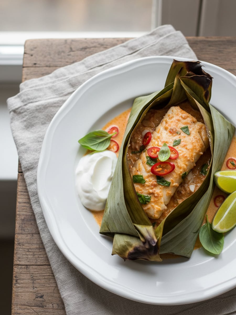AI-bild: Thai-fisk i bananblad (eller folie)