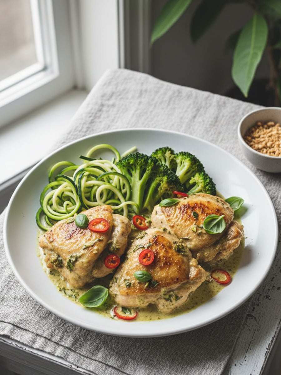 AI-bild: Thai-tempelkyckling med kokoscurry
