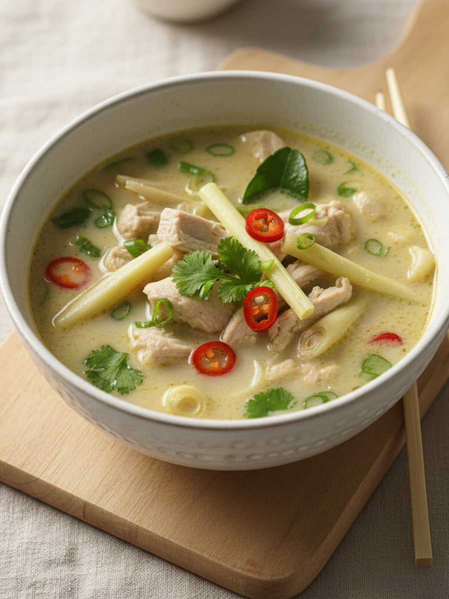 AI-bild: Tom kha gai (thai-kokossoppa med kyckling)