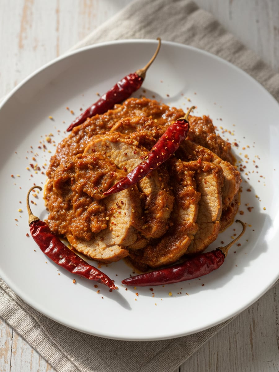 AI-bild: Vindaloo-fläsk (het)
