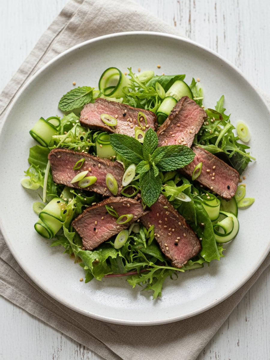AI-bild: Asiatisk biffsallad med mynta