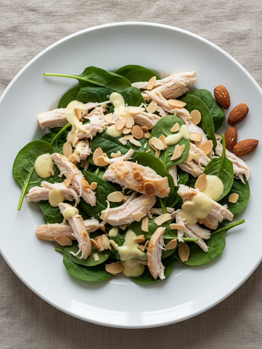 AI-bild: Kyckling-mandelsallad med dijondressing