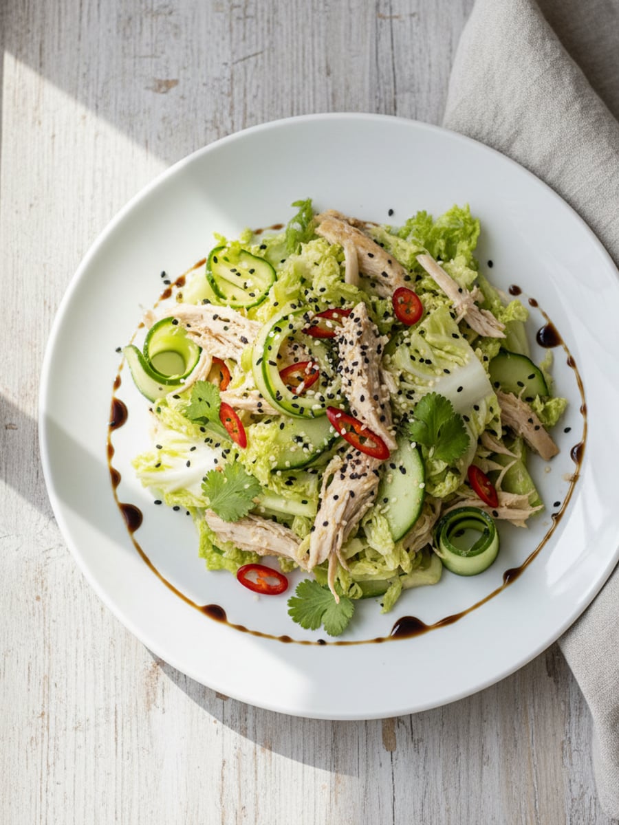 AI-bild: Sesam-kycklingsallad asiatisk