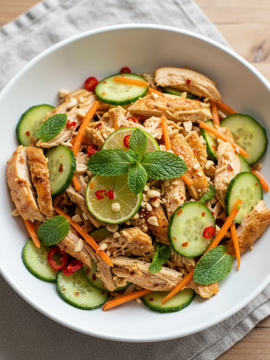 AI-bild: Thai-kycklingsallad med mynta