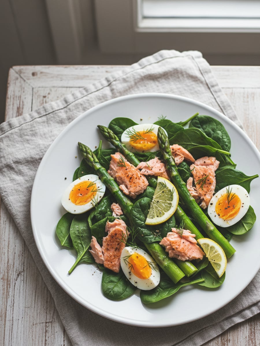 AI-bild: Lax-sparris-sallad med citron