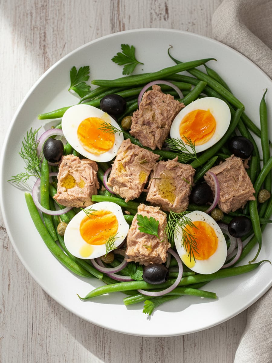 AI-bild: Nicoise-sallad LCHF (utan potatis)
