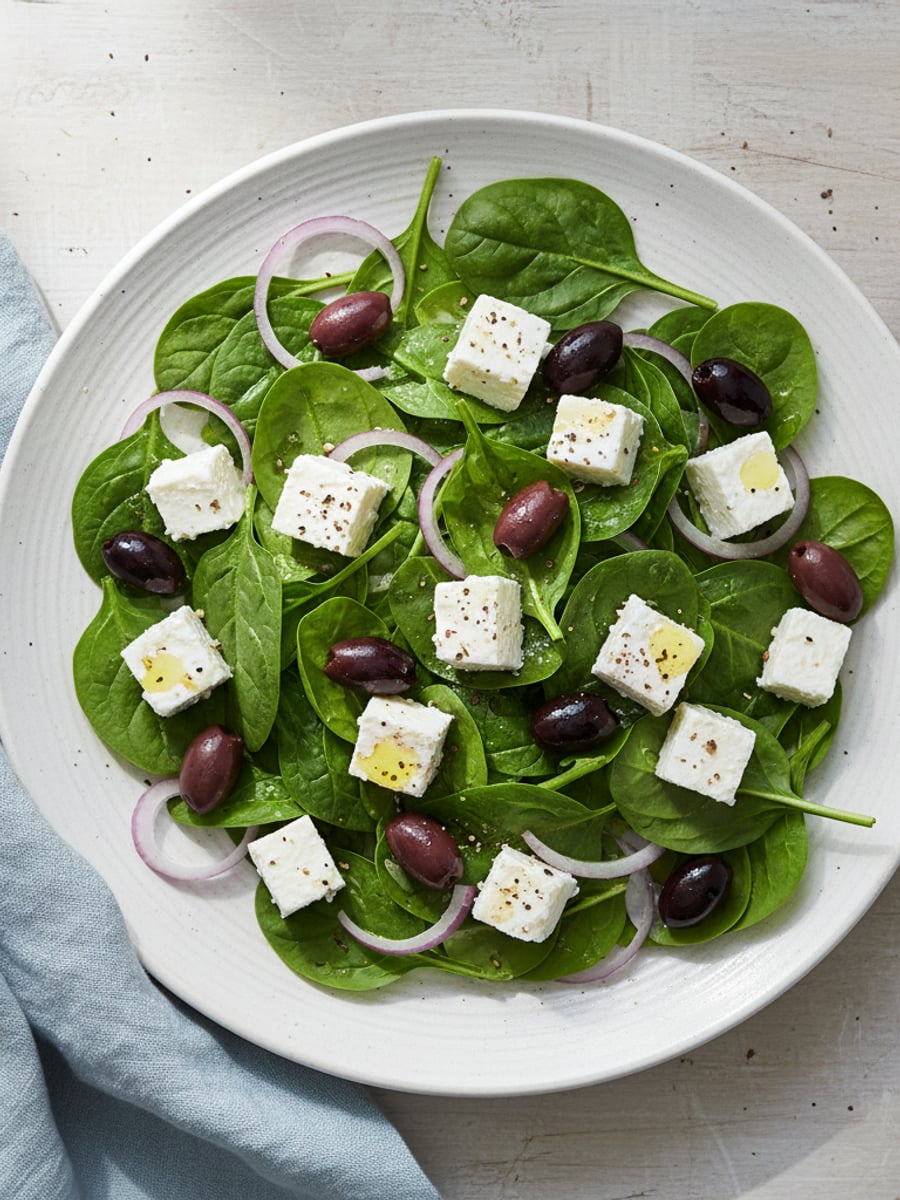 AI-bild: Grek-spenat-fetaost-sallad