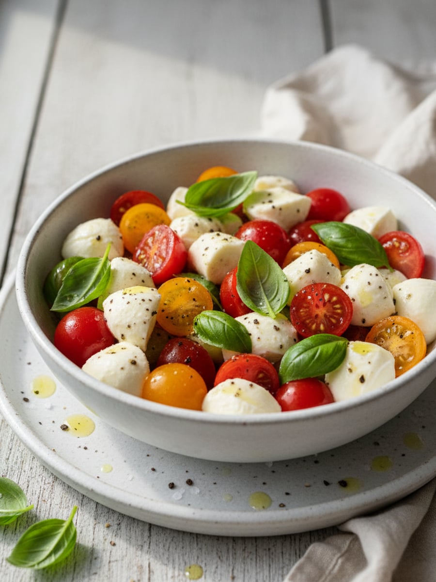 AI-bild: Caprese-bowl med basilika